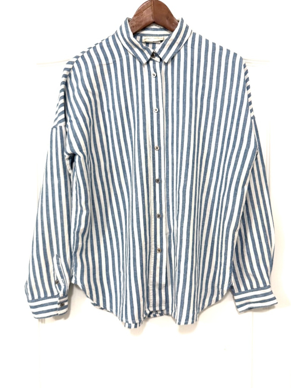 InWear Copenhagen Striped Linen Blend Oversized Button Down Shirt Size 8
